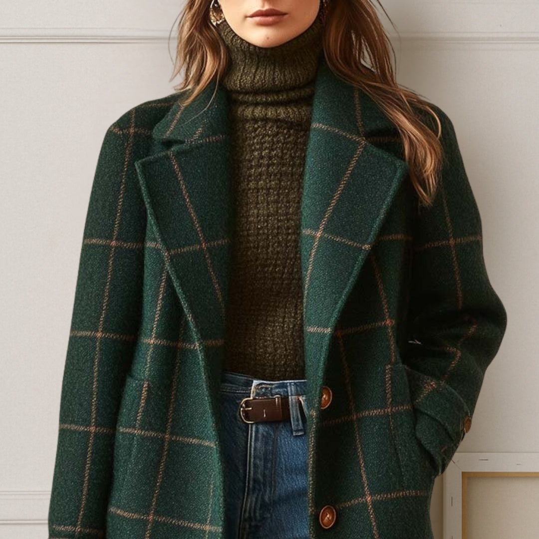 Margot™ | Long Tweed Plaid Coat