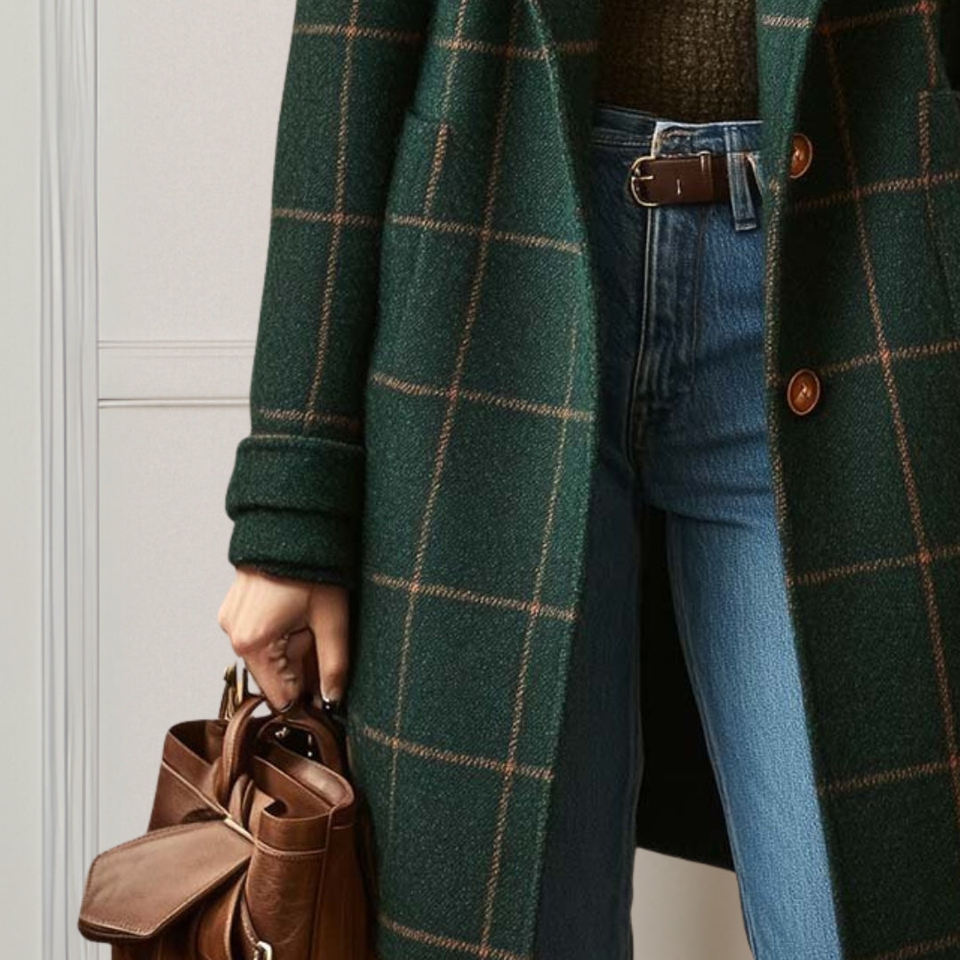Margot™ | Long Tweed Plaid Coat