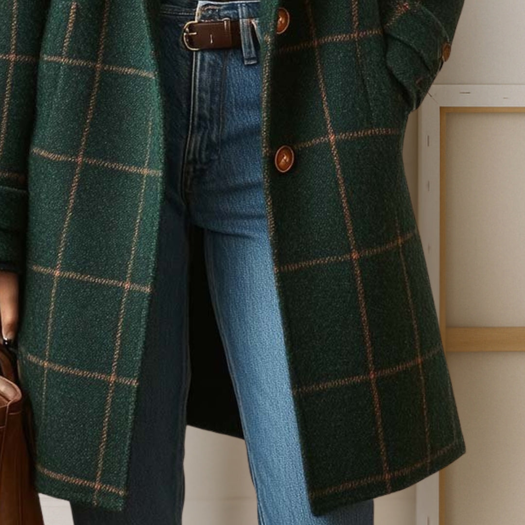 Margot™ | Long Tweed Plaid Coat
