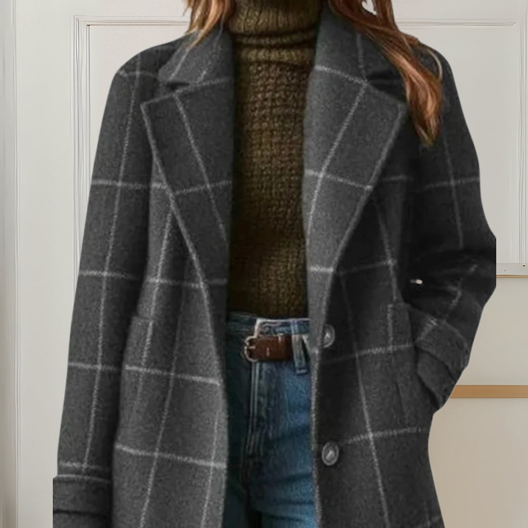 Margot™ | Long Tweed Plaid Coat