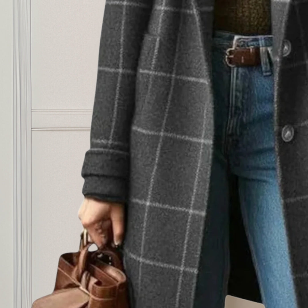 Margot™ | Long Tweed Plaid Coat