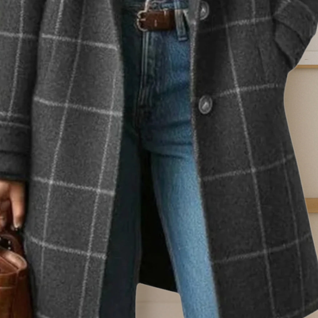 Margot™ | Long Tweed Plaid Coat