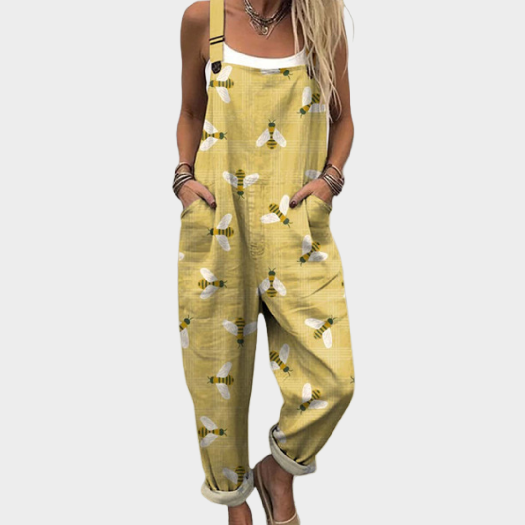 Cream Floral Print Dungaree