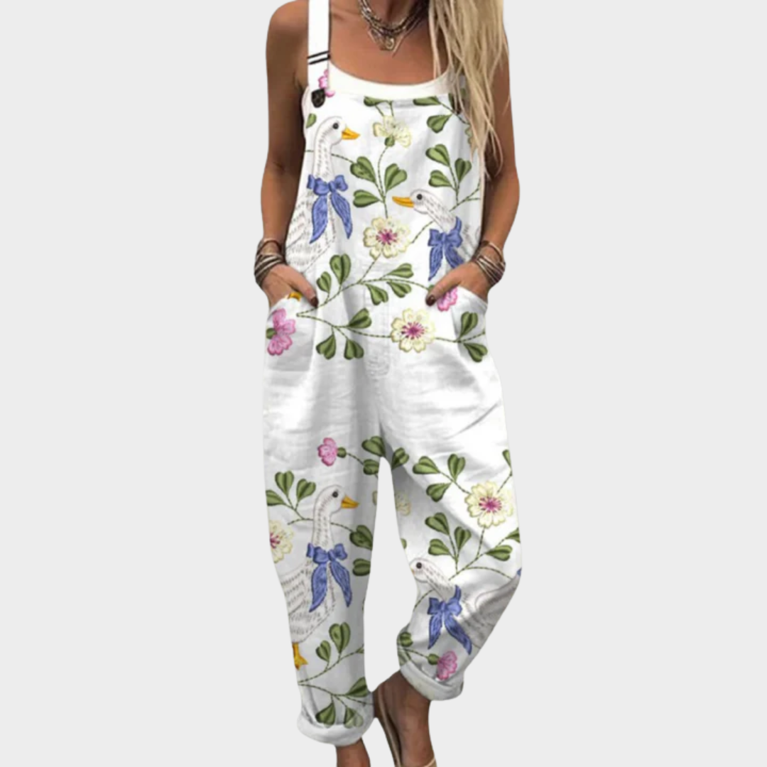Sage Green Floral Dungaree