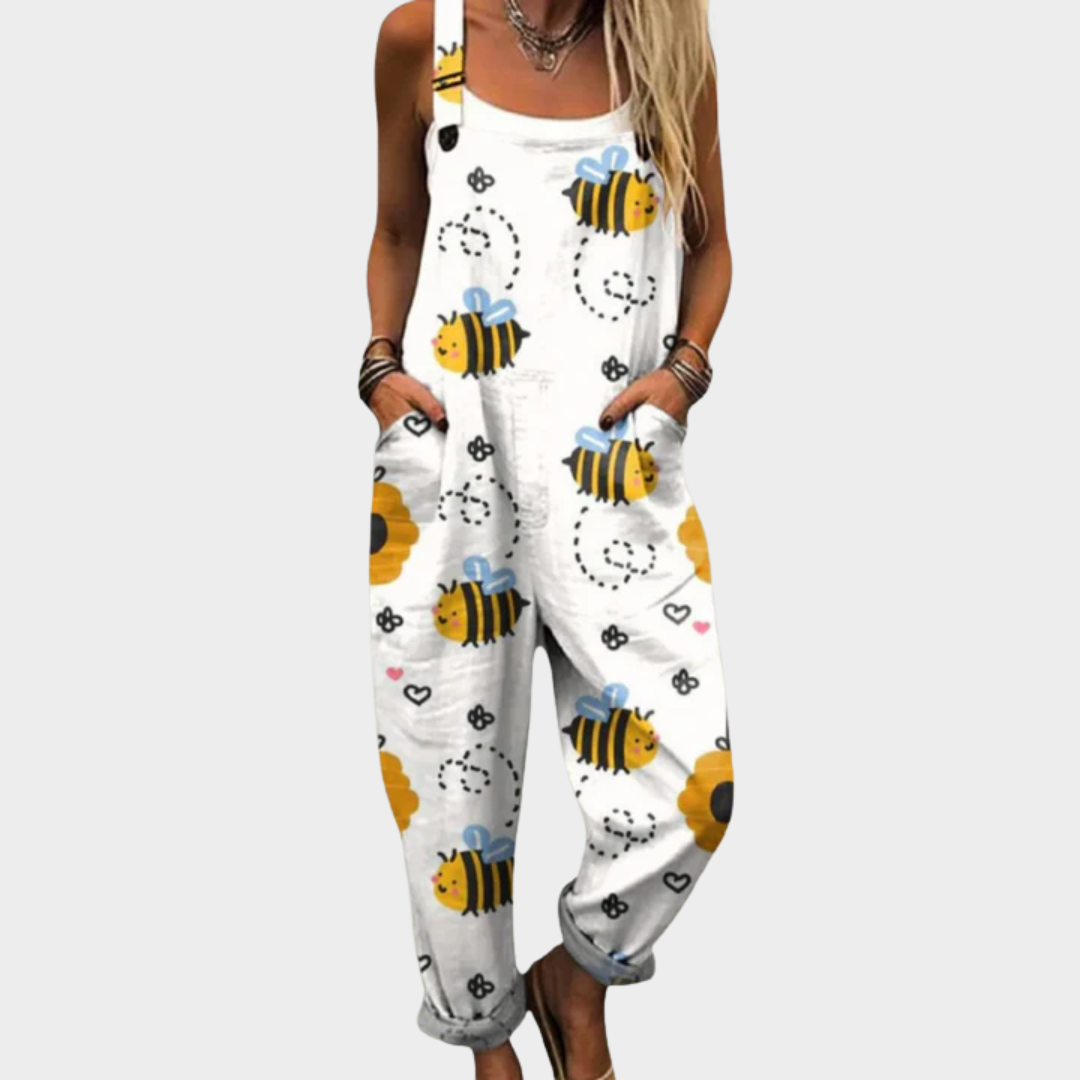 Dark Floral Print Dungaree
