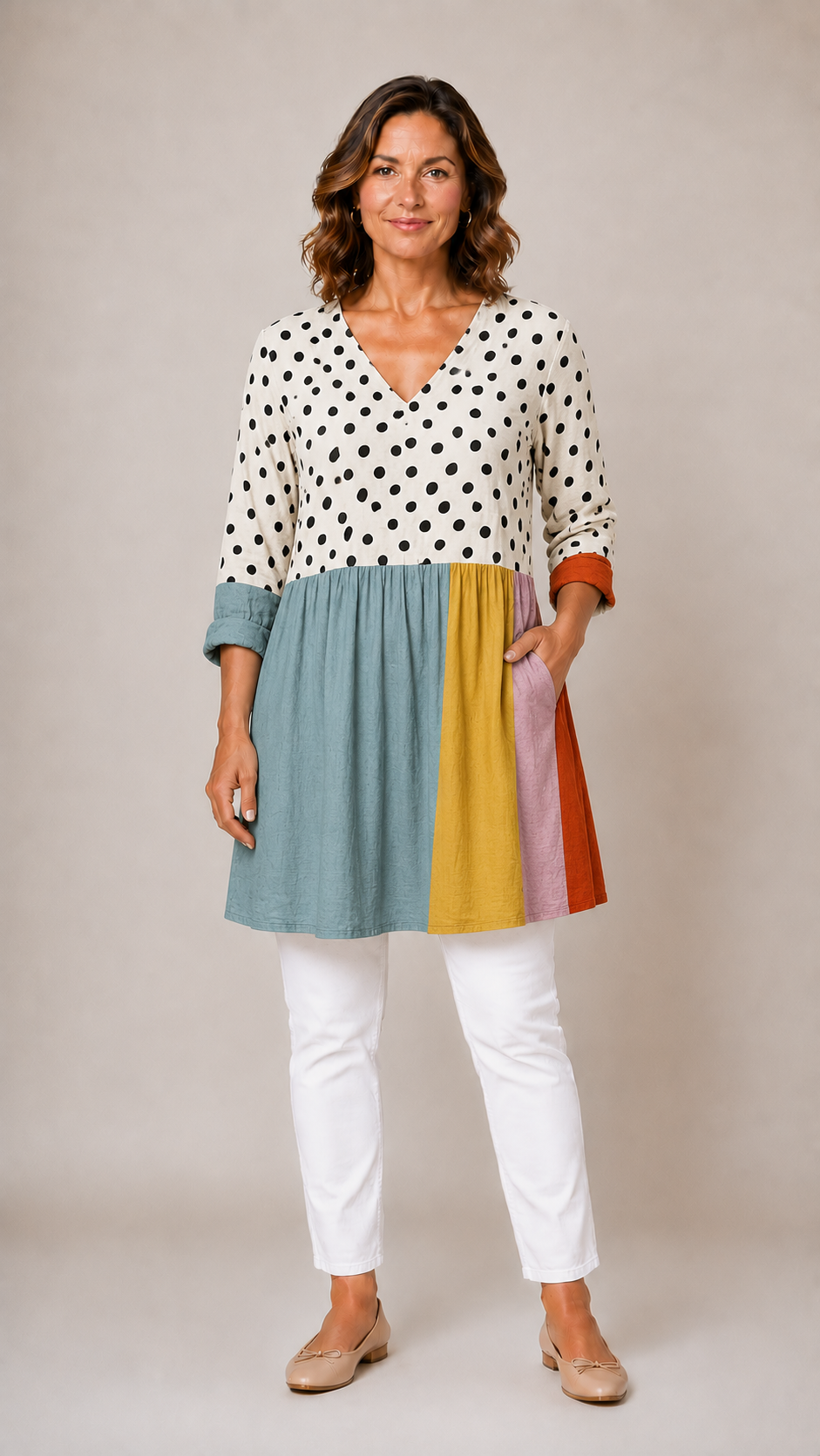 Jacqueline | Long Blouse with V-Neck