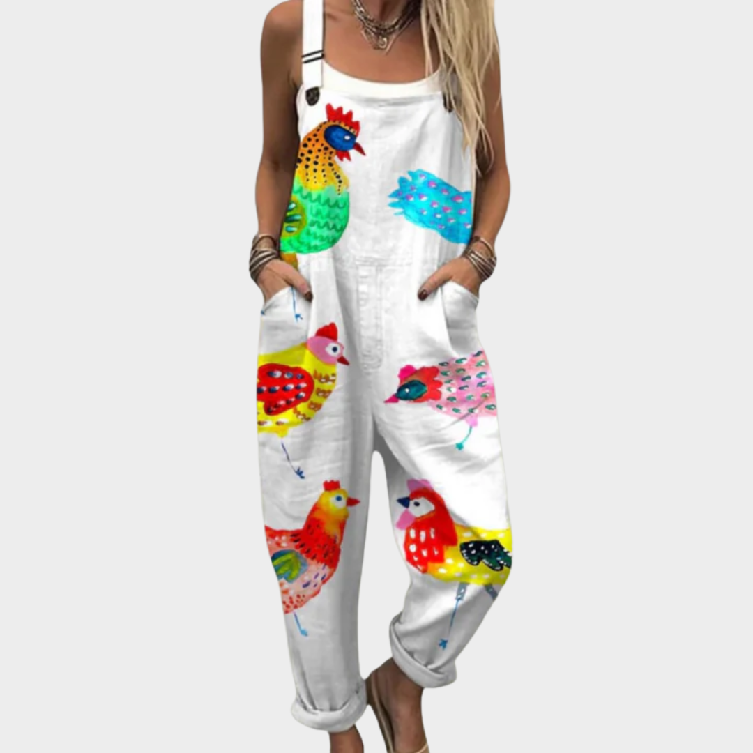 Sunset Floral Print Dungaree