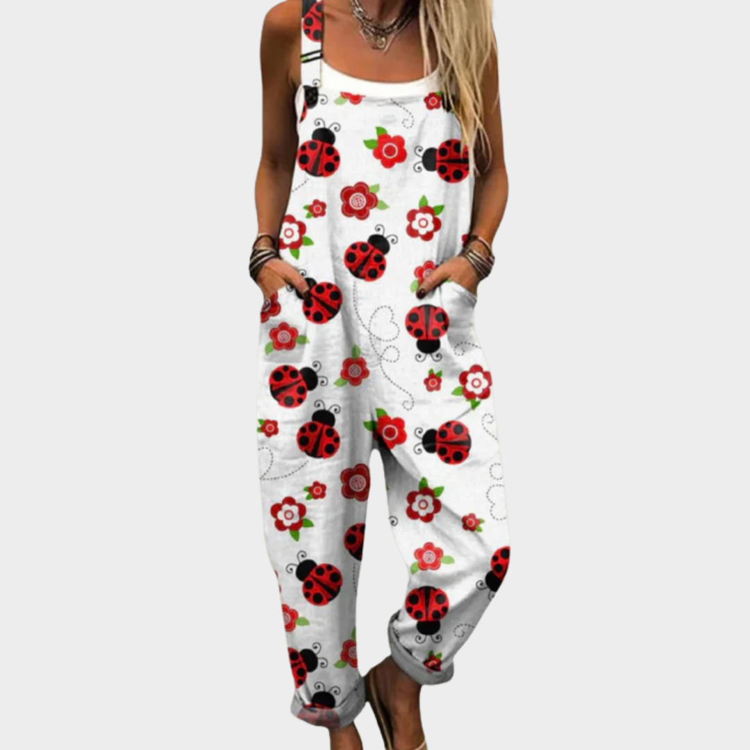 Burgundy Floral Print Dungaree
