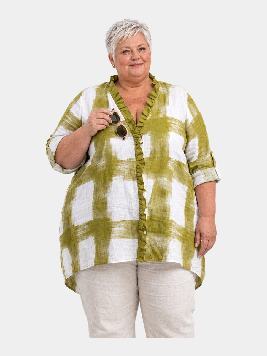 Patience Brushstroke Check Blouse