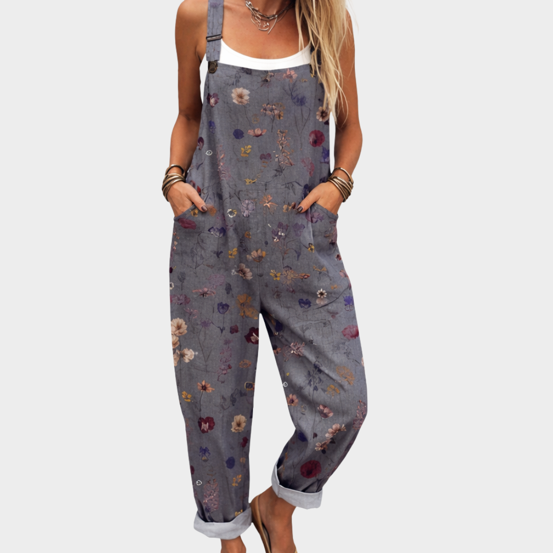 Wild Floral Print Dungaree