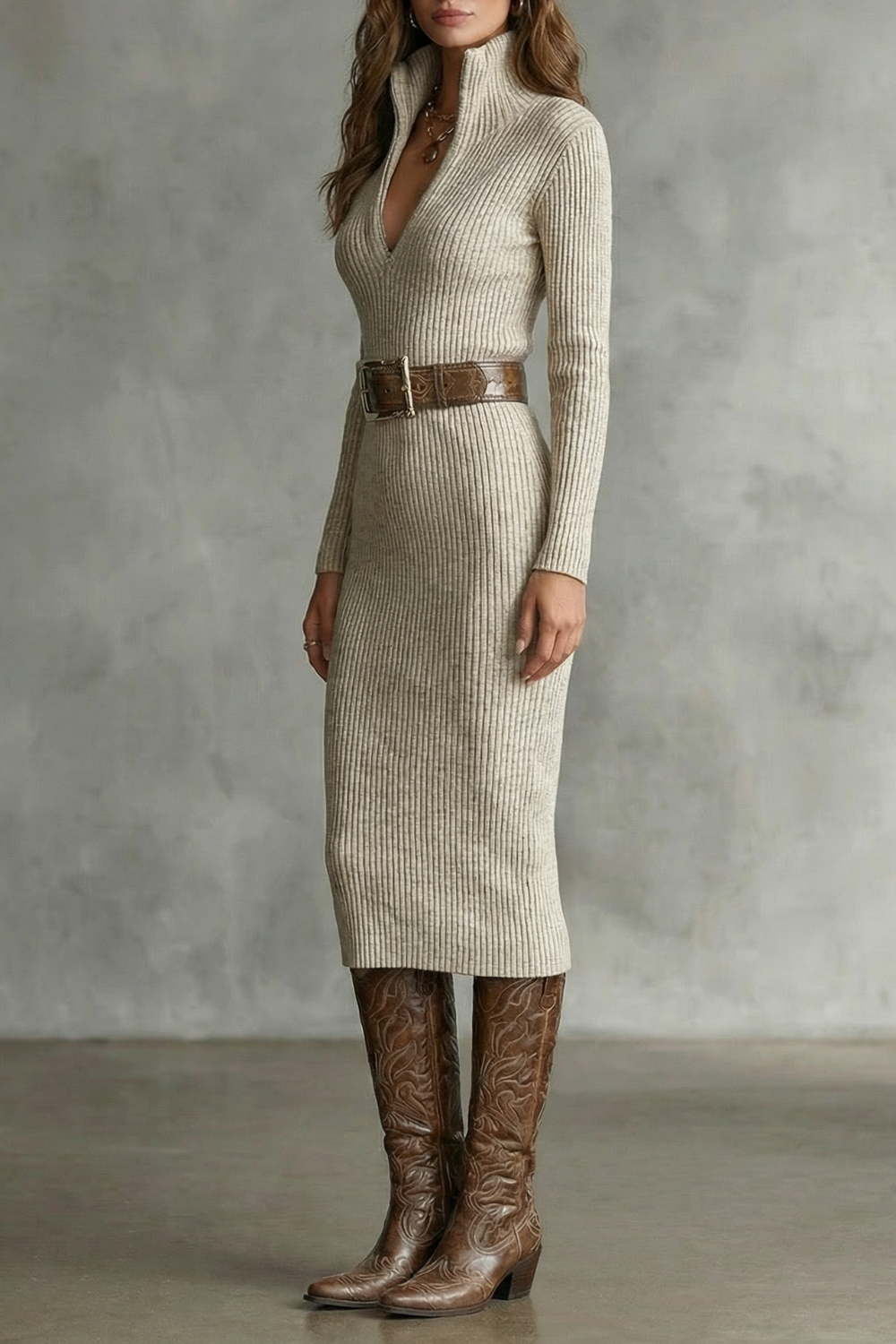 Valenoré – Sculpted elegance – Knit midi dress