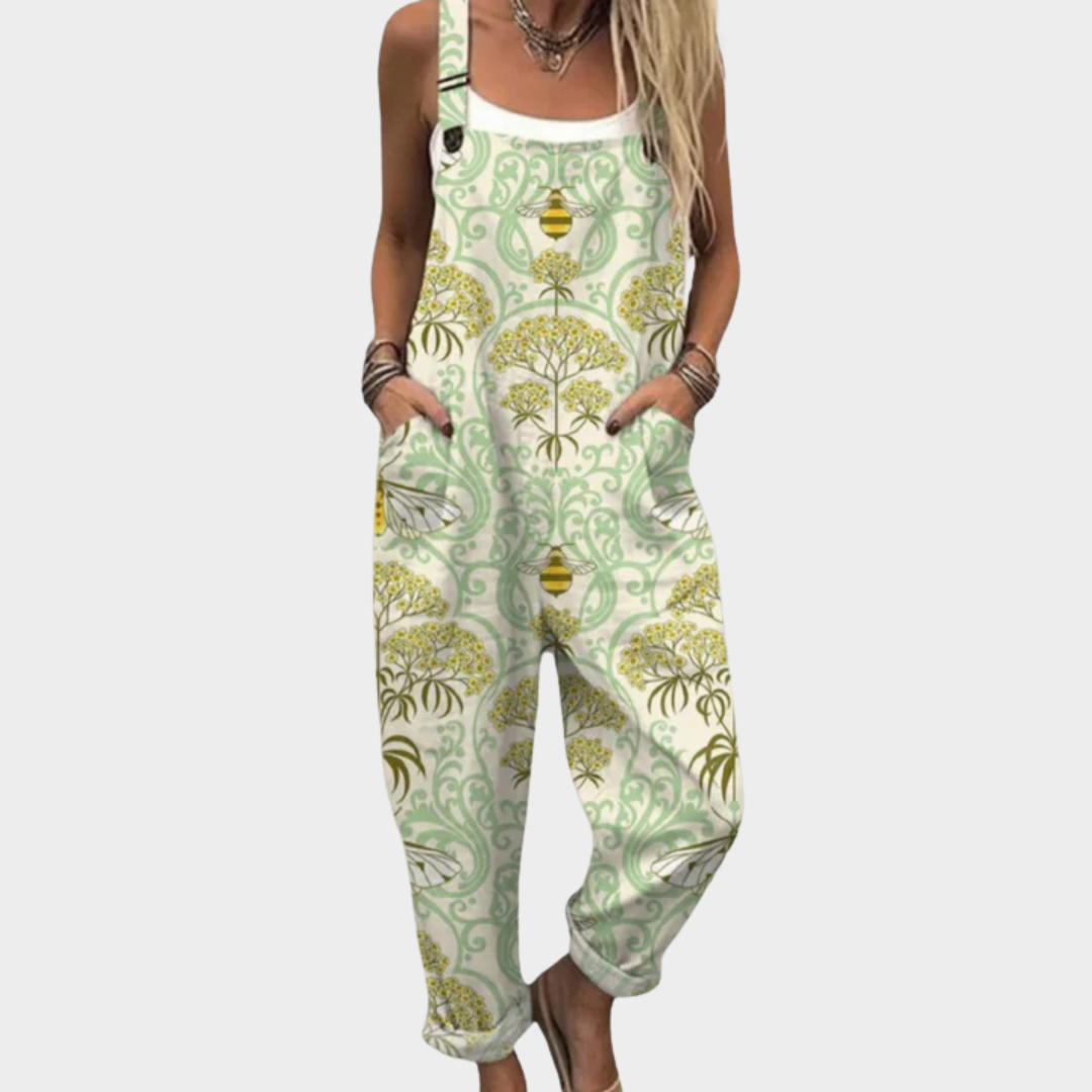 Bold Floral Print Dungaree