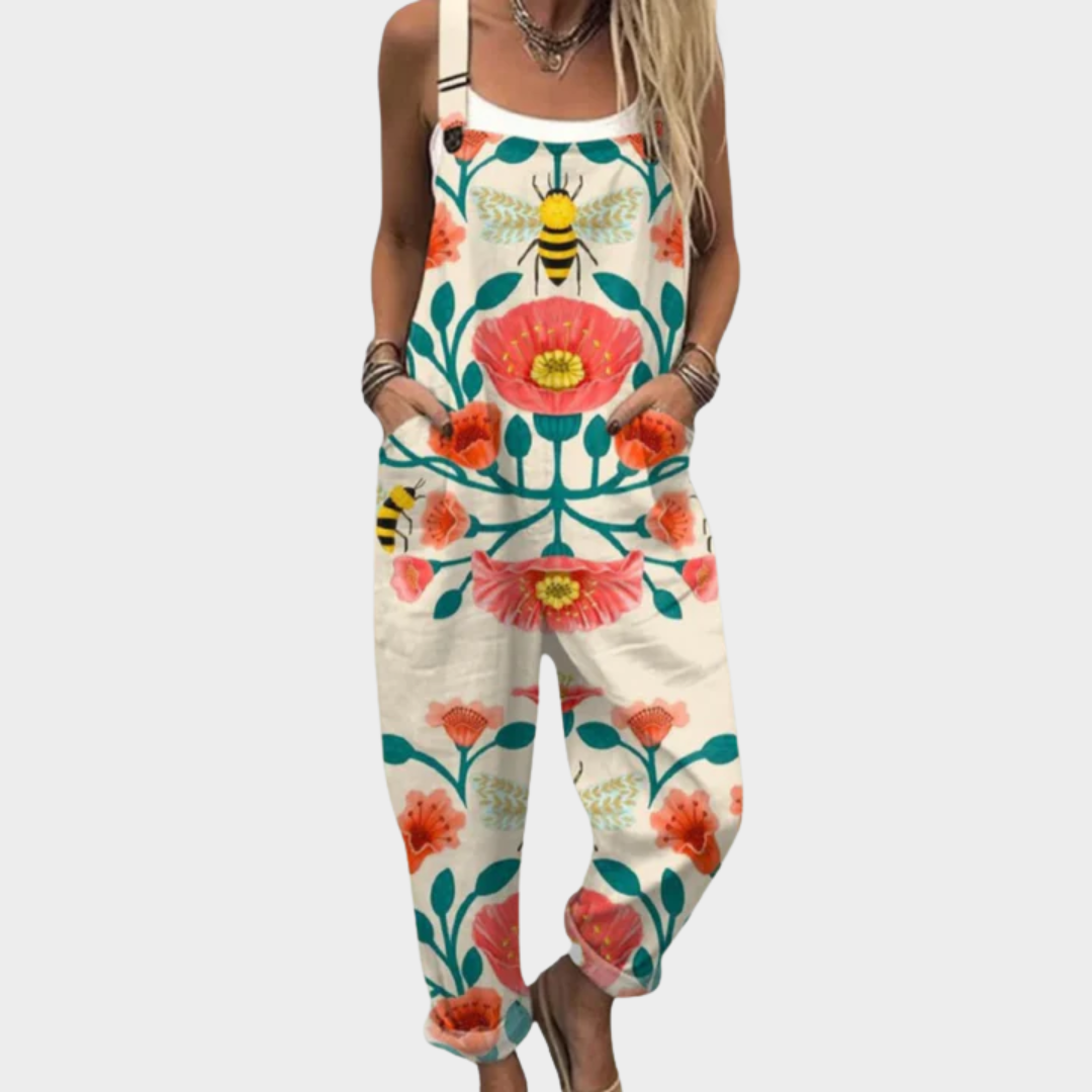 Vibrant Floral Print Dungaree
