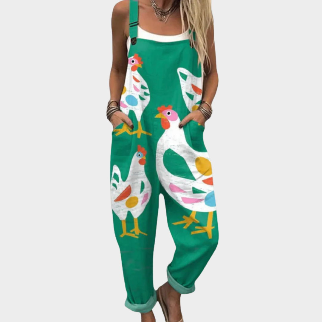 Rich Floral Print Dungaree