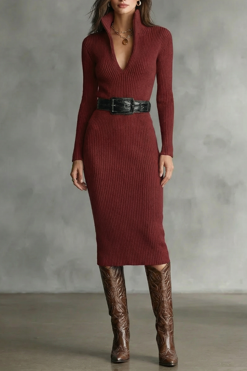 Valenoré – Sculpted elegance – Knit midi dress