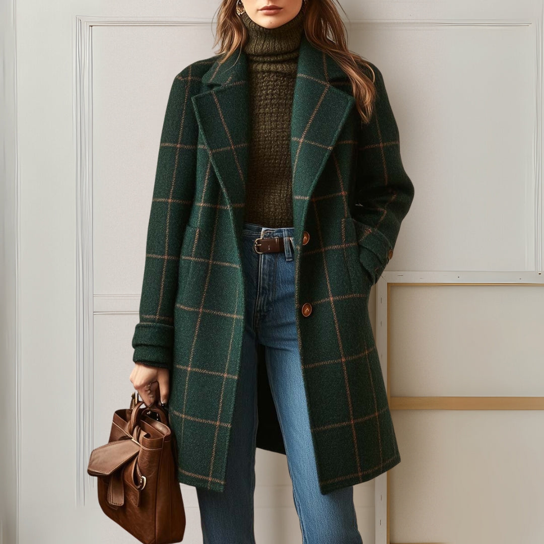 Margot™ | Long Tweed Plaid Coat