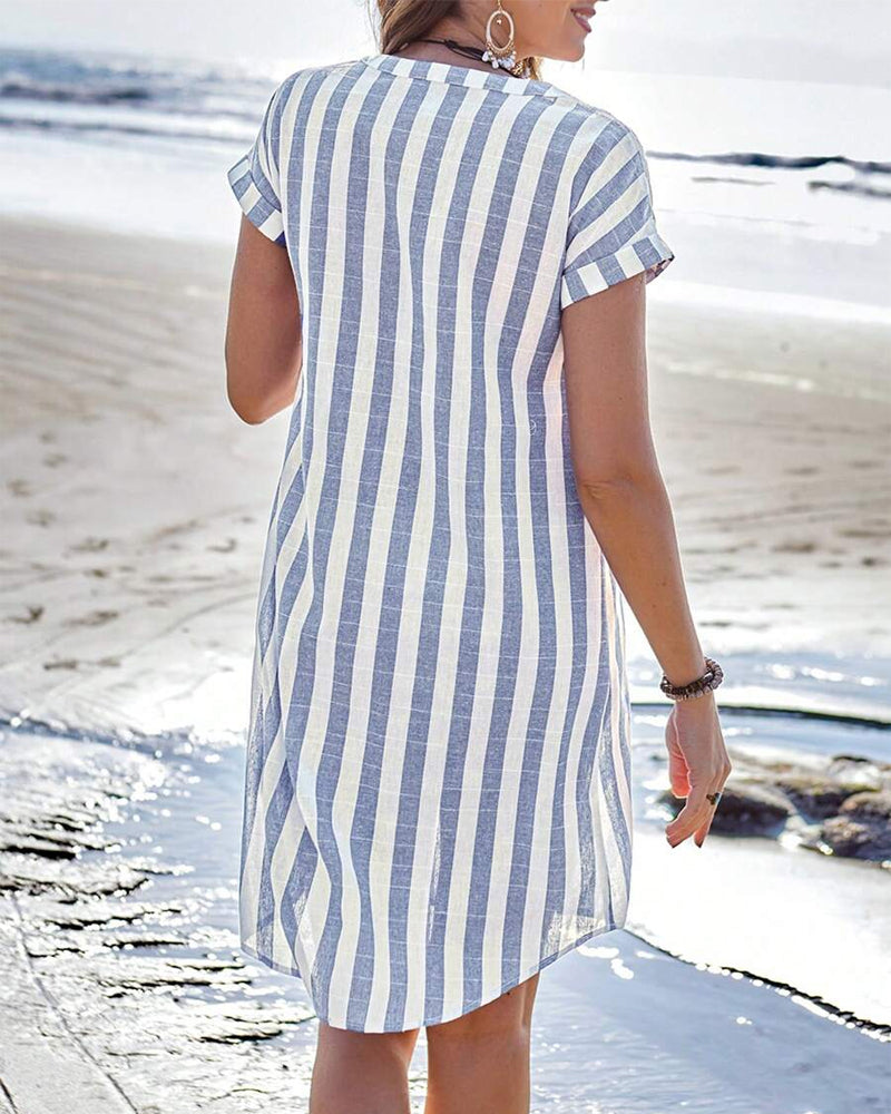 Martine™ | Coastal Chic – Lightweight Striped Shirt Dress