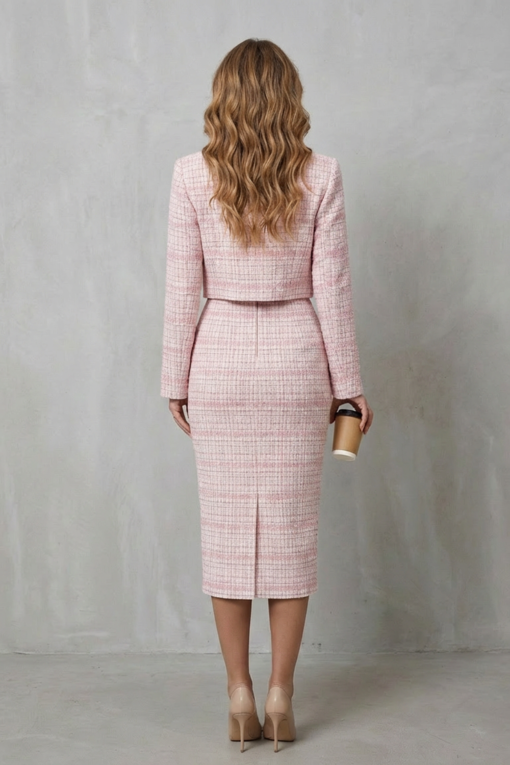 Bellaisie – Elegant plaid tailoring – Two-piece midi dress set