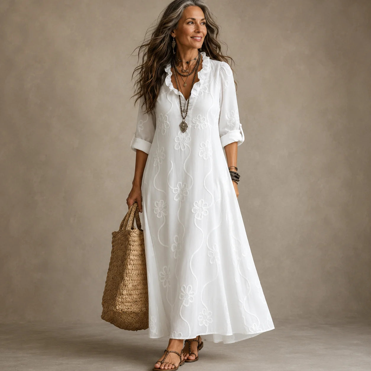 Sienna™ |  Flower-print summer dress that conceals the tummy