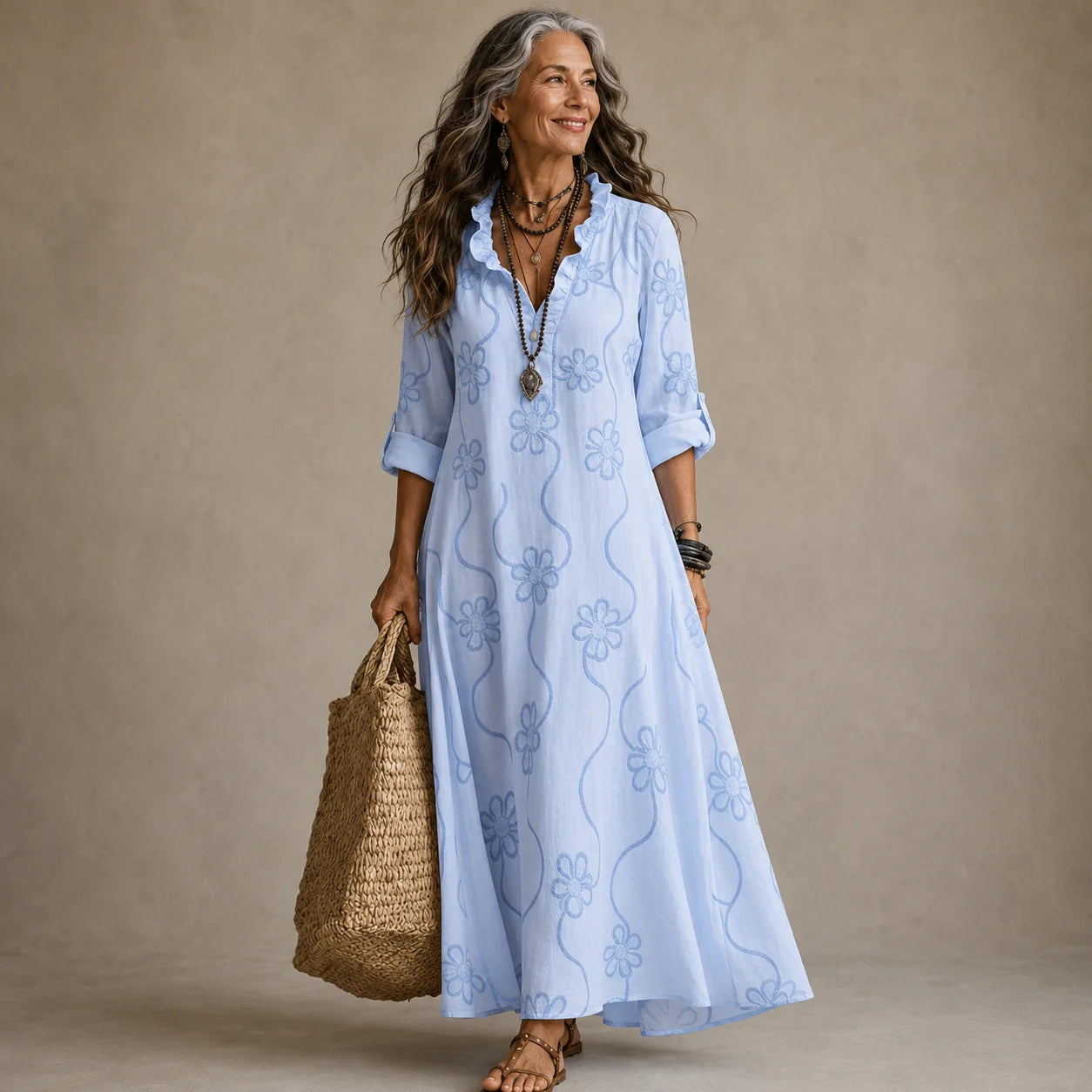 Sienna™ |  Flower-print summer dress that conceals the tummy
