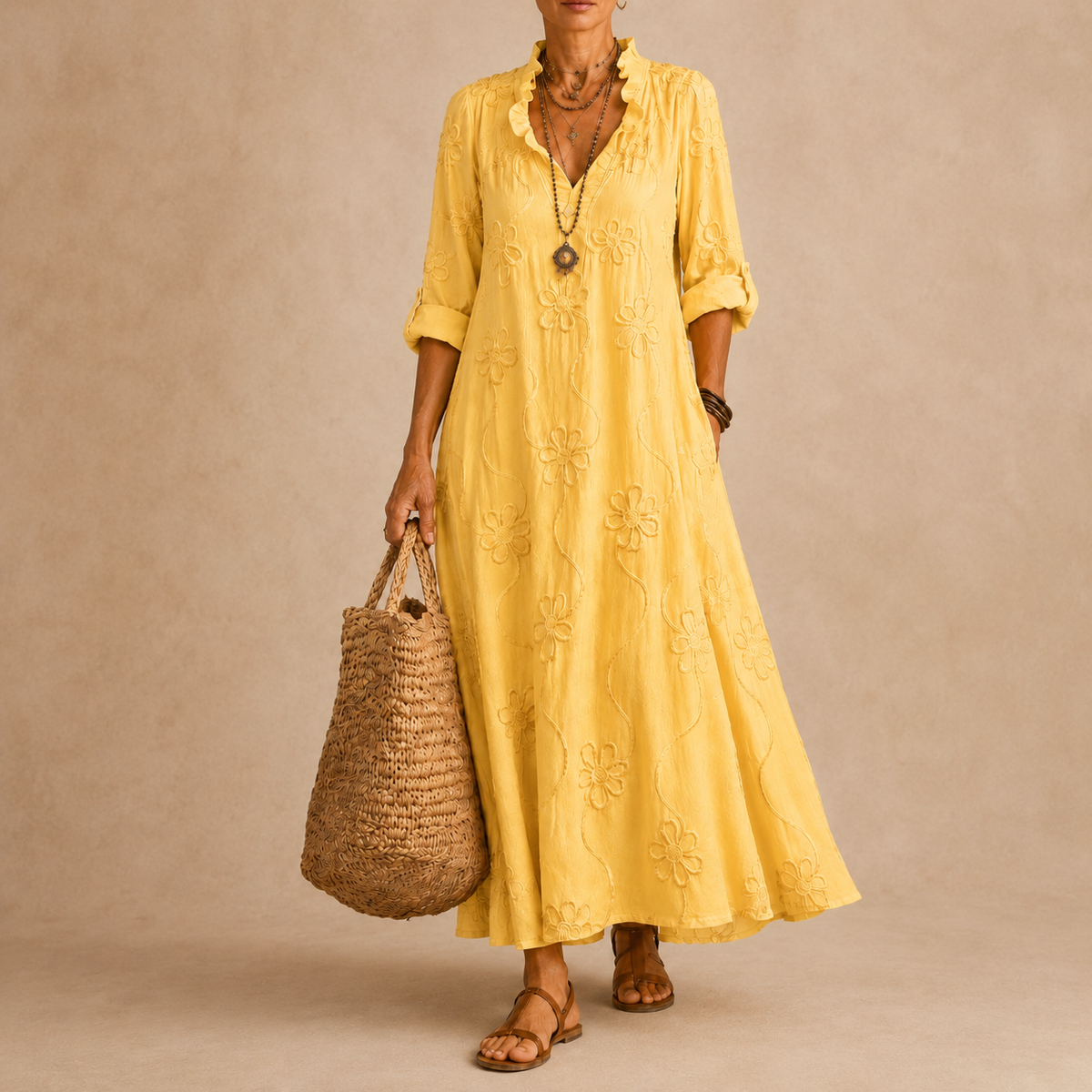 Sienna™ |  Flower-print summer dress that conceals the tummy