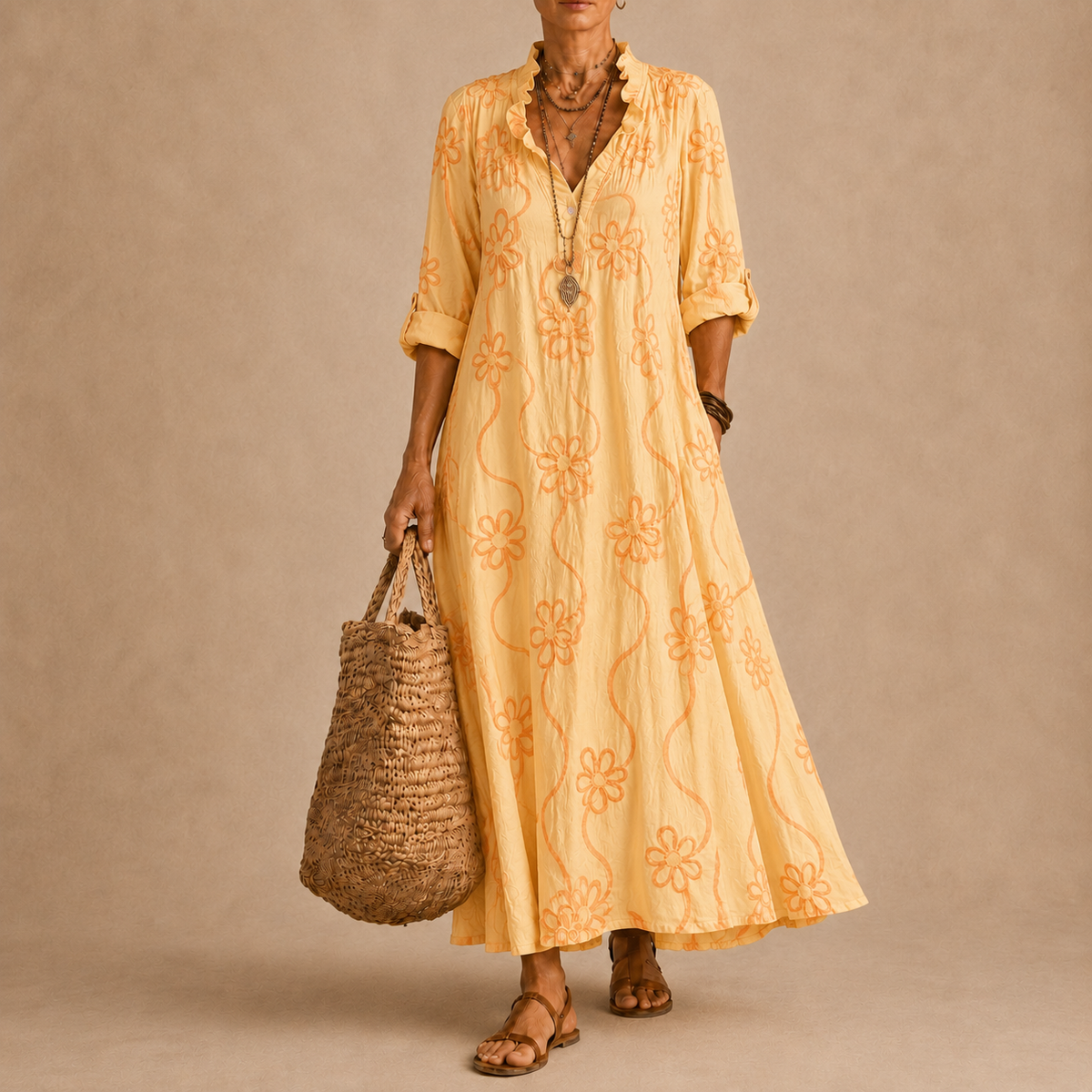 Sienna™ |  Flower-print summer dress that conceals the tummy