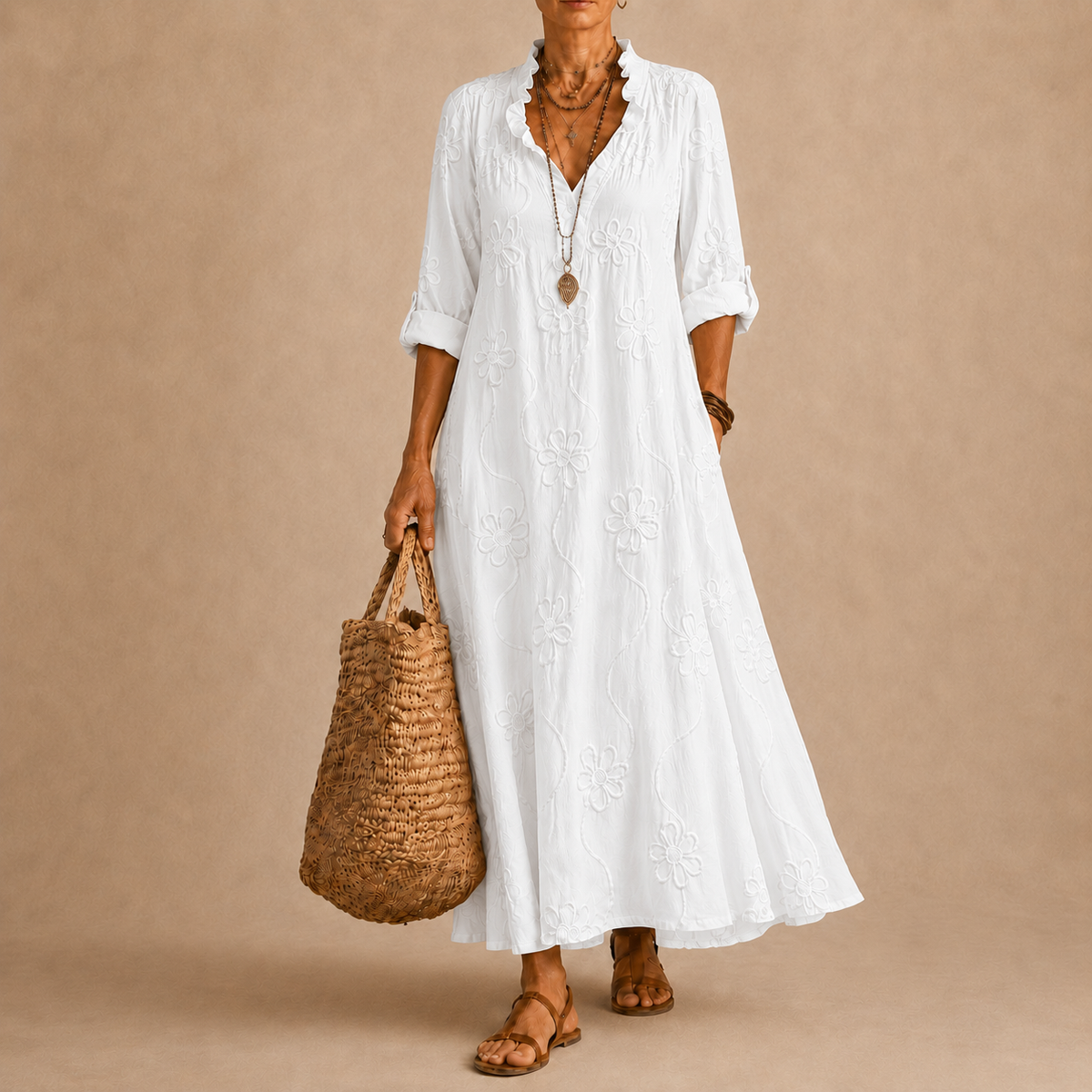 Sienna™ |  Flower-print summer dress that conceals the tummy