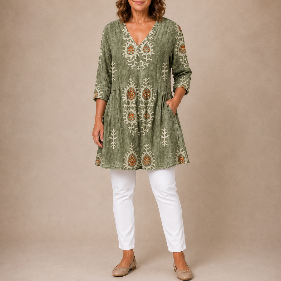Everly | Long Blouse with V-Neck