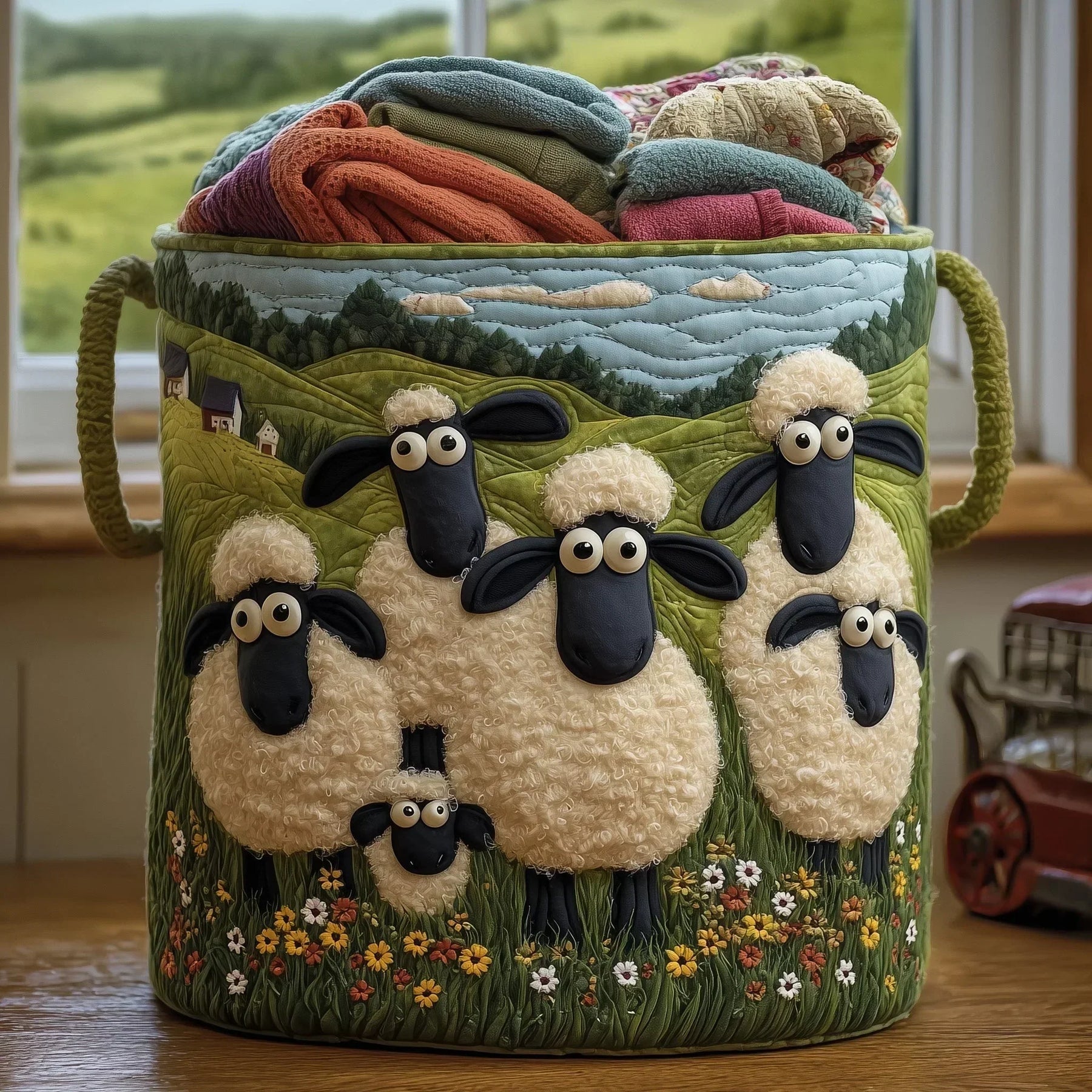 Lisa's Hand-Quilted Sheep Basket