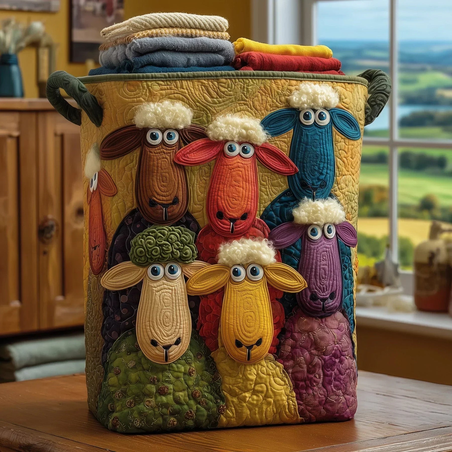 Lisa's Hand-Quilted Sheep Basket