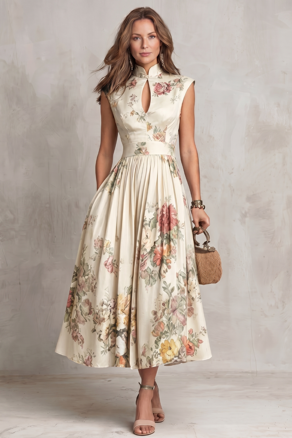 Noirelle – Vintage floral elegance – Midi dress
