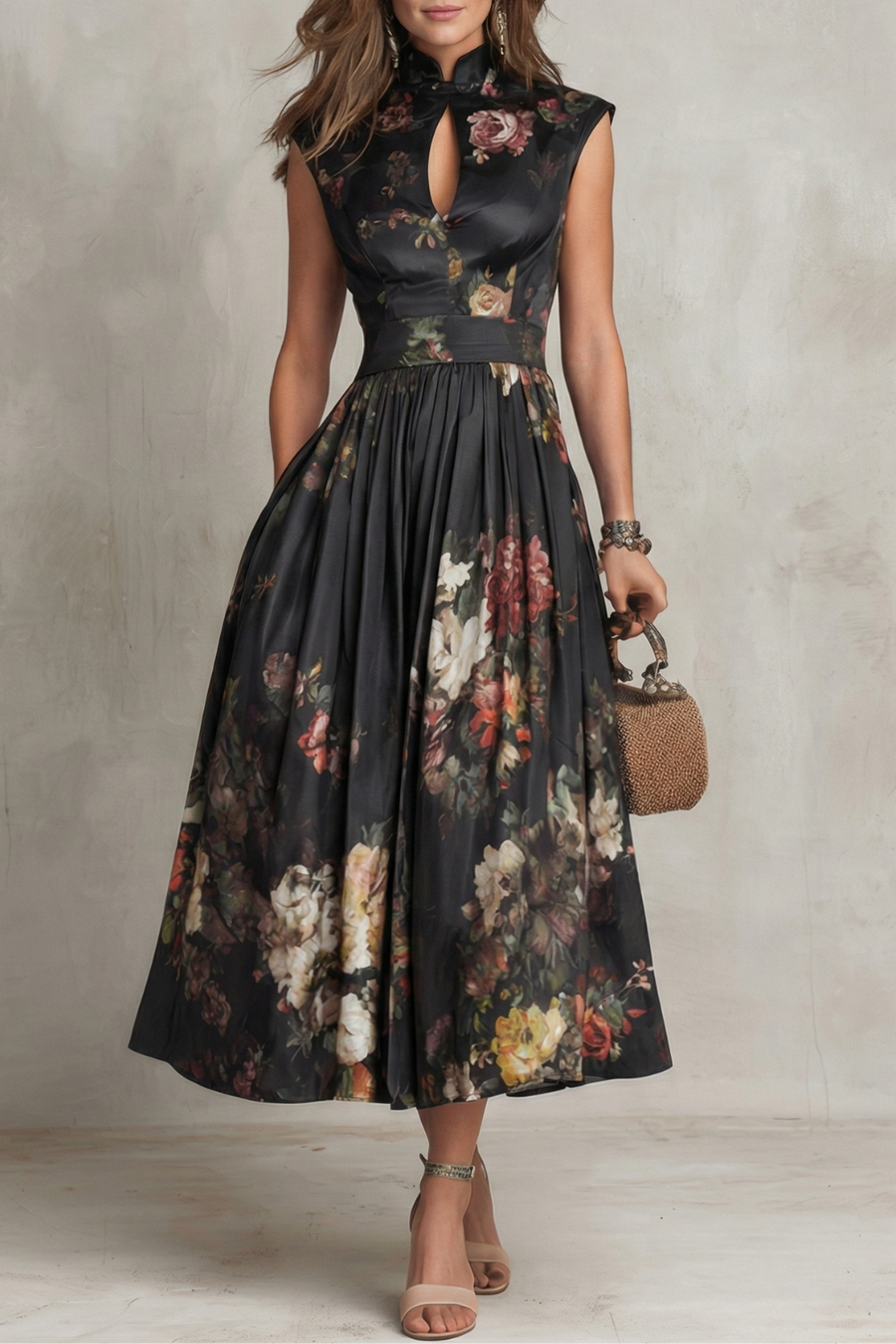 Noirelle – Vintage floral elegance – Midi dress