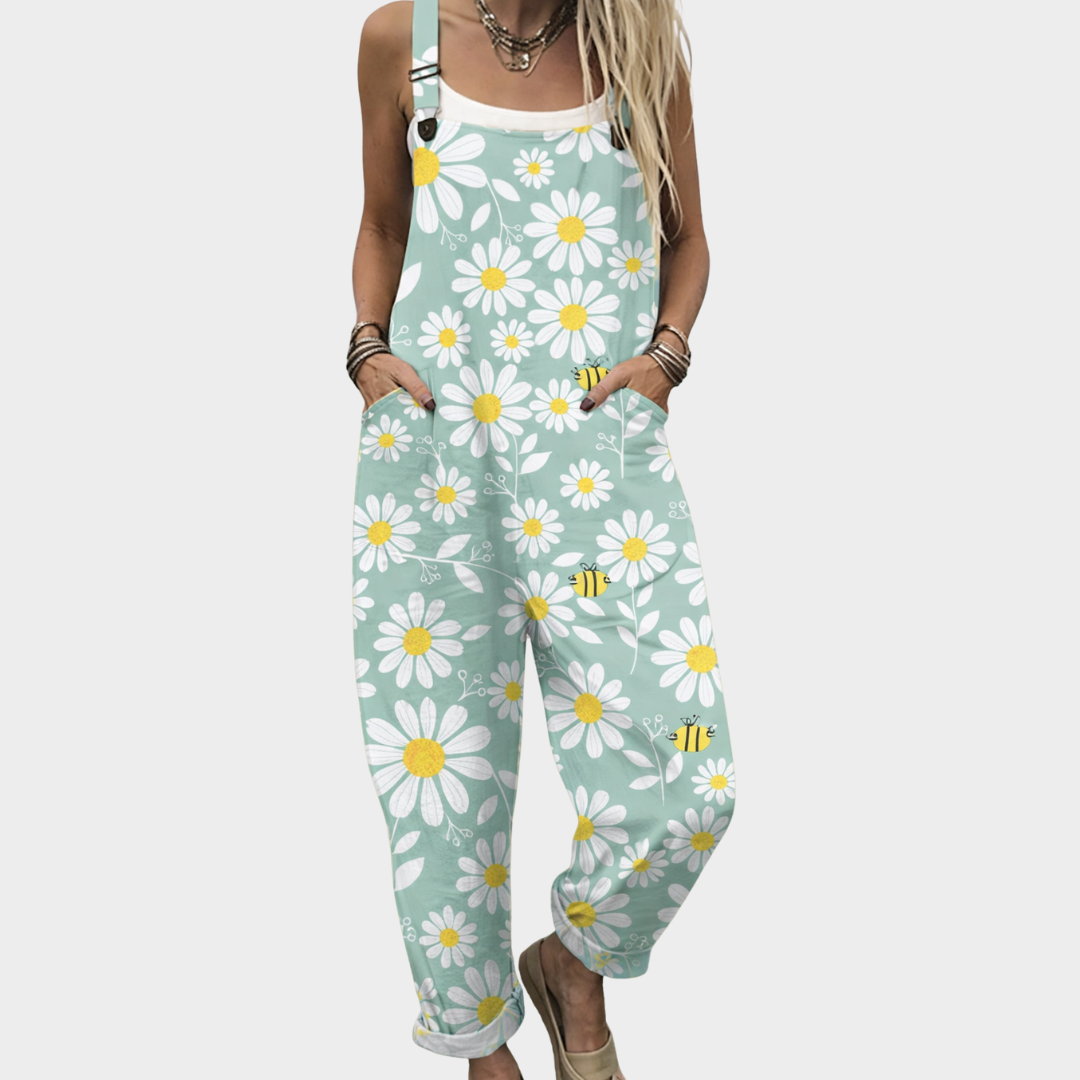 Tropical Floral Print Dungaree