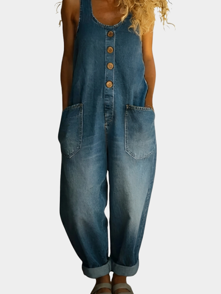 June - Vintage Soft Cotton Denim-Look Overall