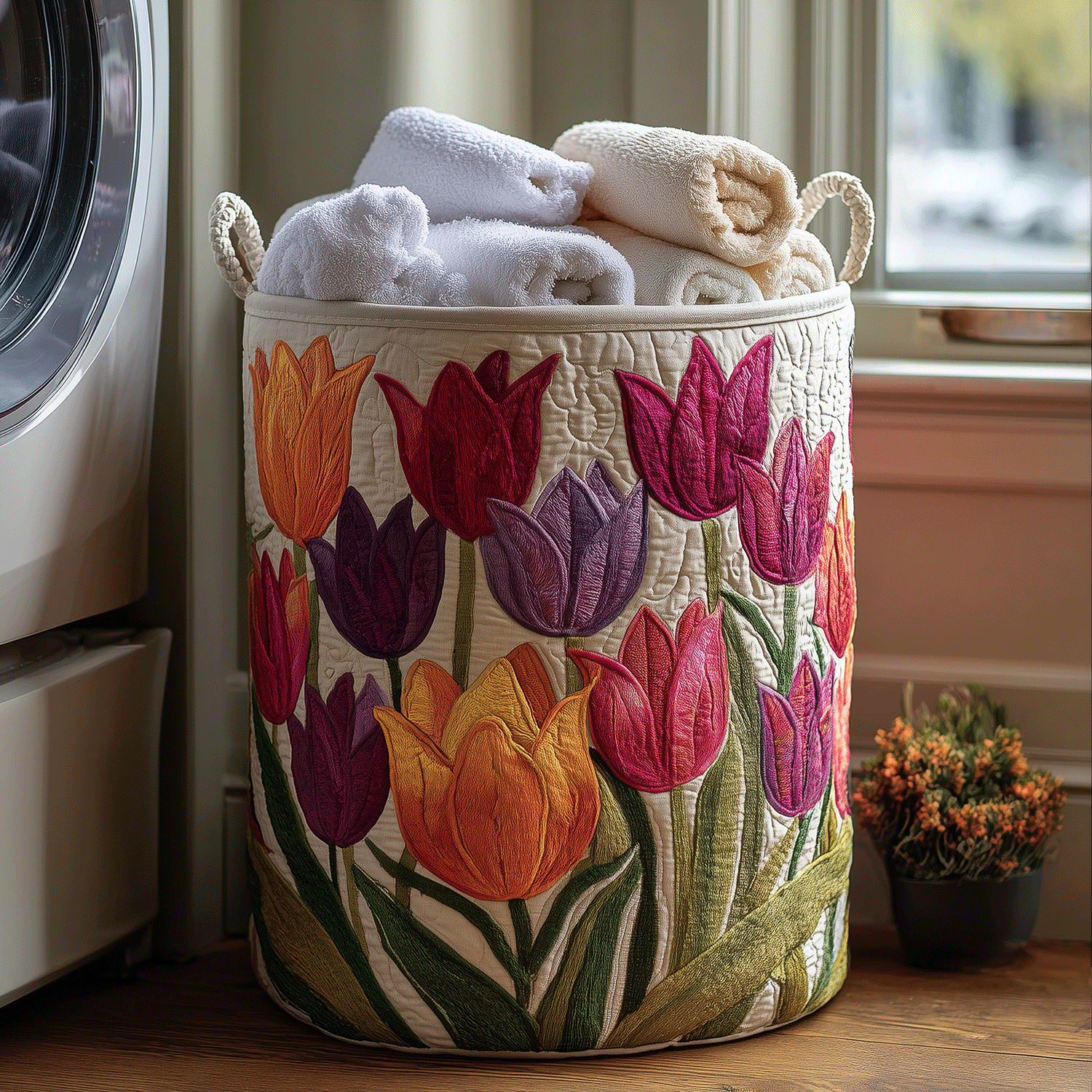 Blooming Tulip Garden Laundry Basket