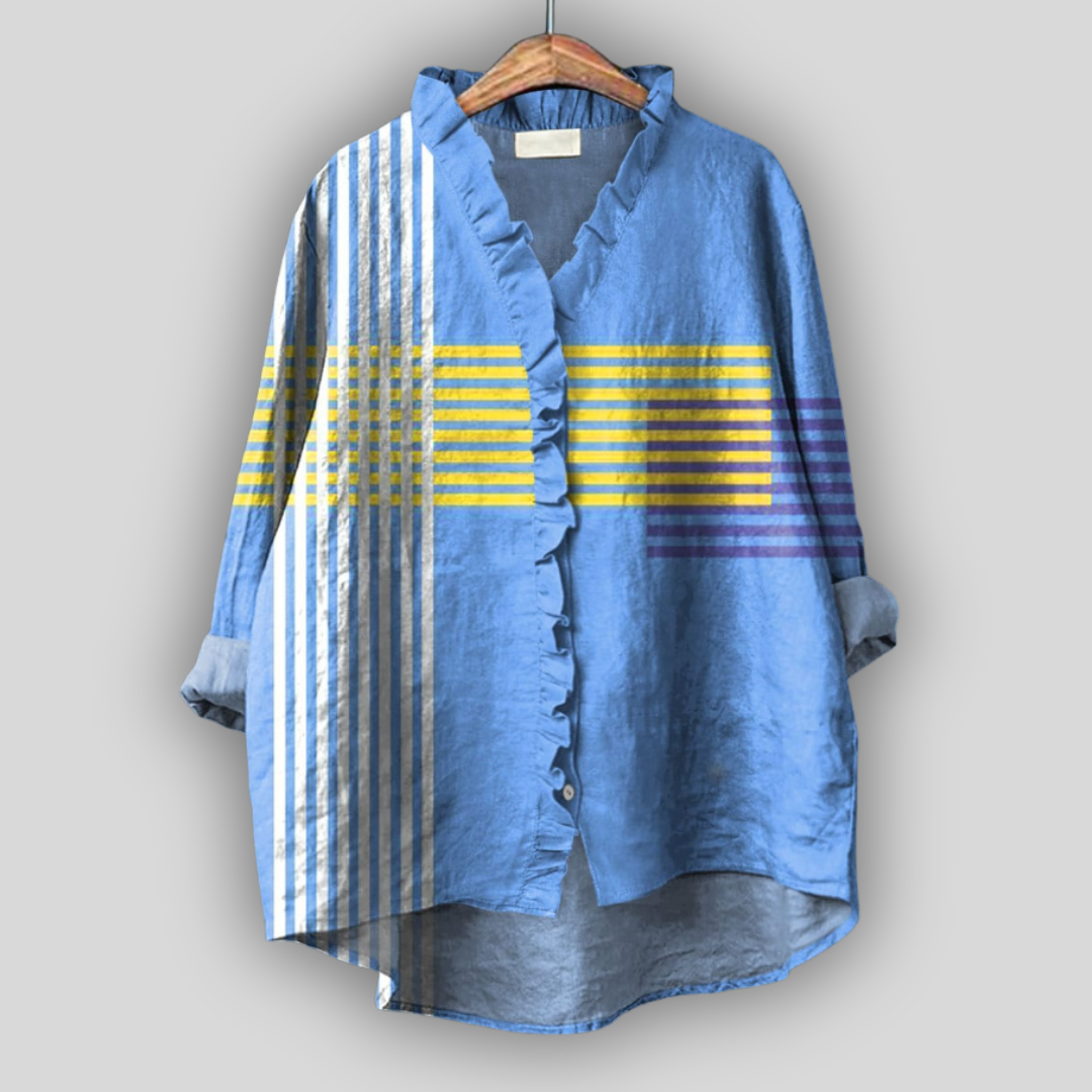 Agatha Striped Ruffle Blouse