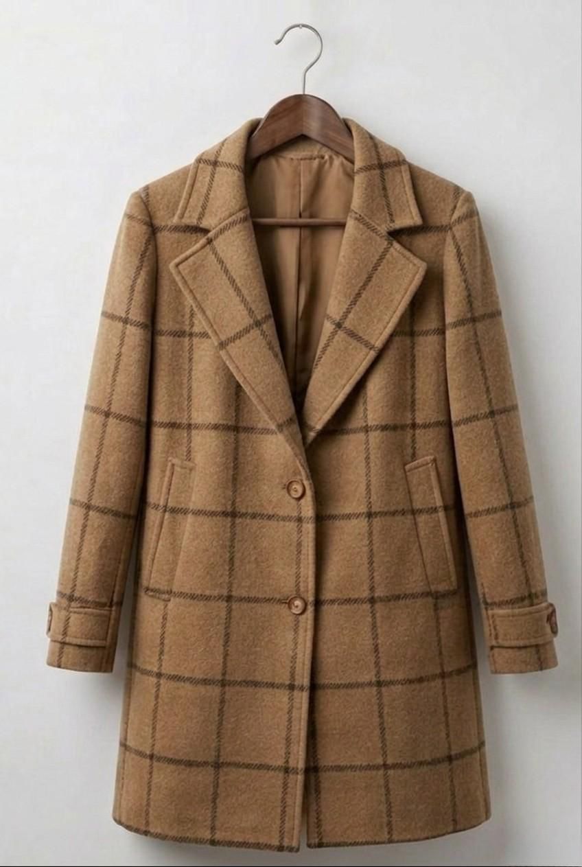 Margot™ | Long Tweed Plaid Coat