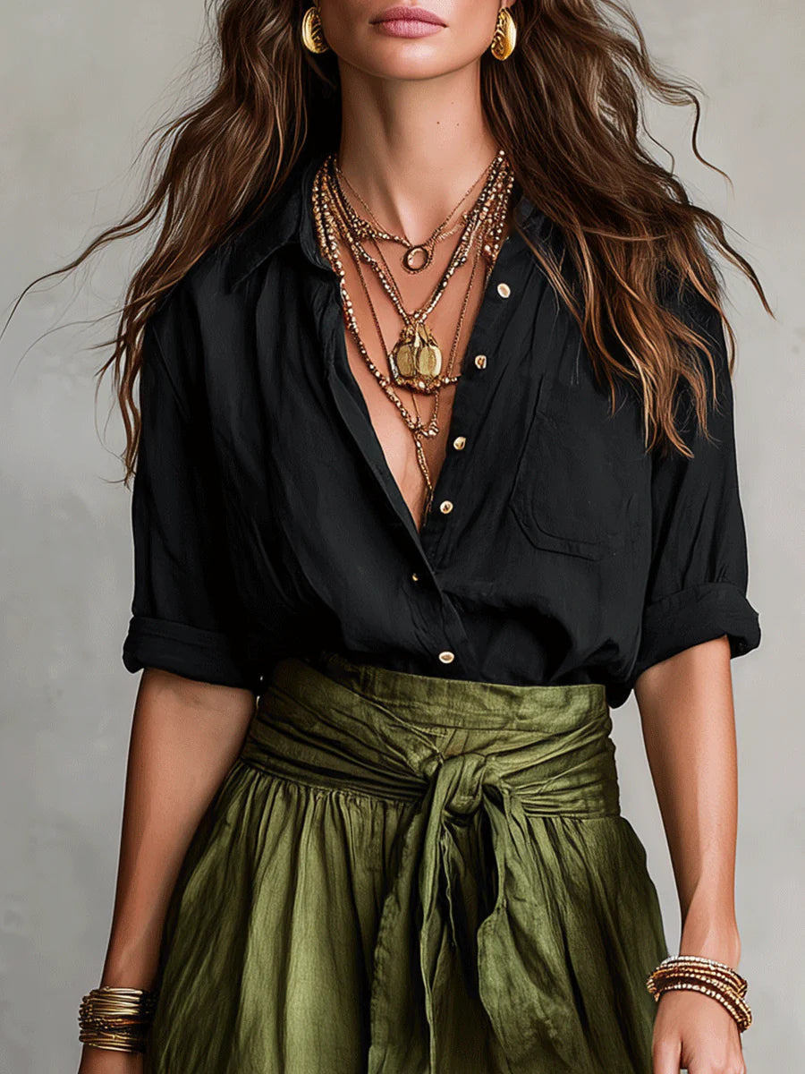 Odelia - Luxe Boho Top & Midi Skirt Set
