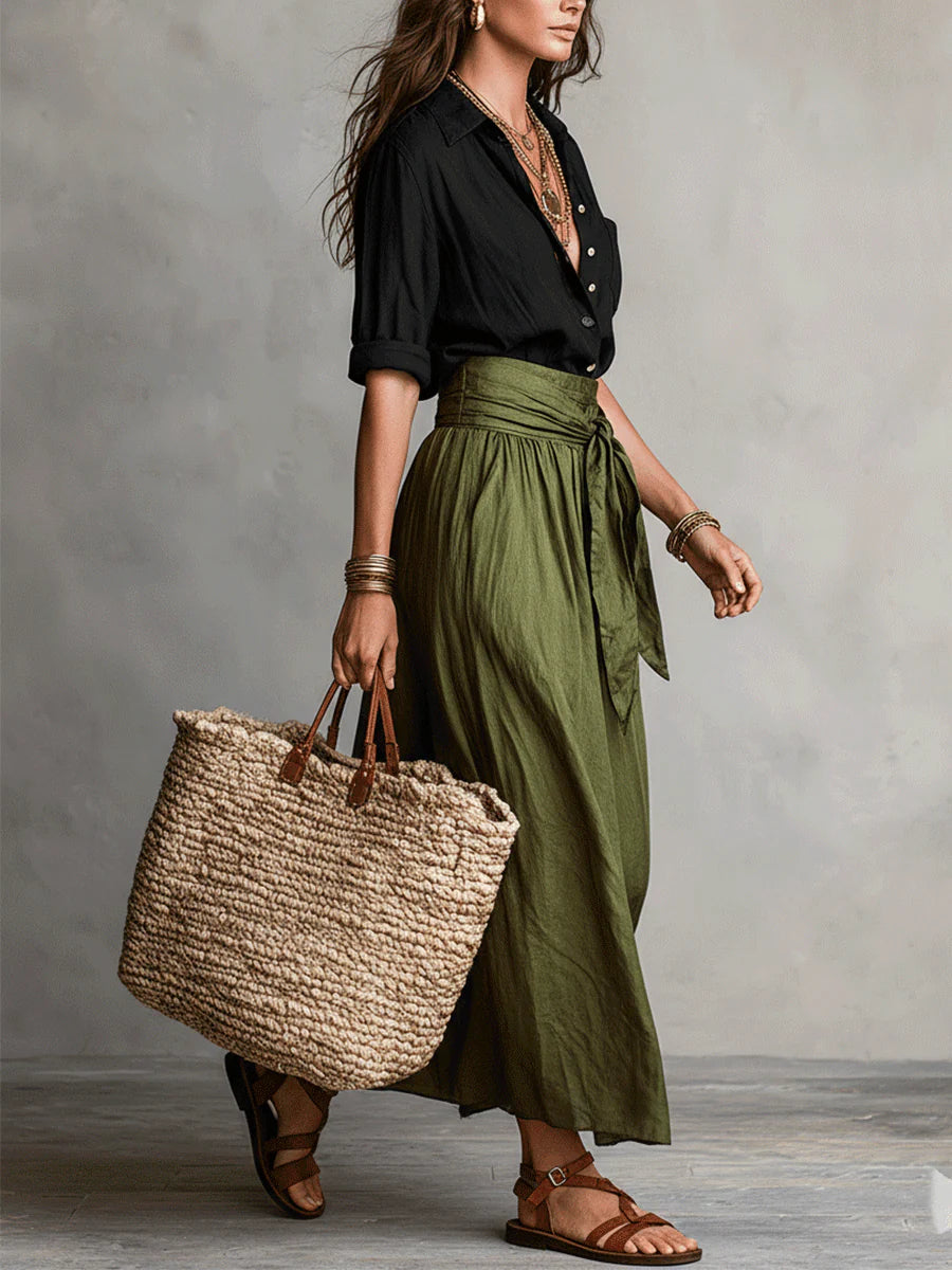 Odelia - Luxe Boho Top & Midi Skirt Set