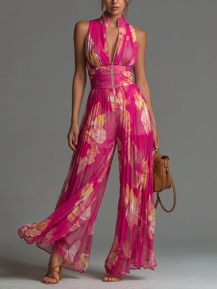 Nicole | Pleated Chiffon Jumpsuit