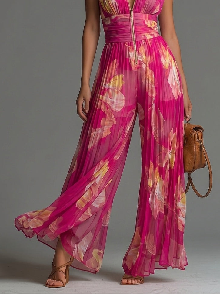 Nicole | Pleated Chiffon Jumpsuit