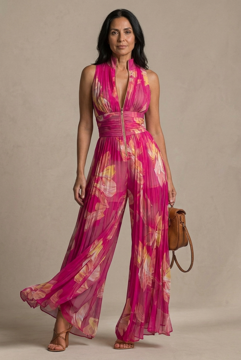 Nicole | Pleated Chiffon Jumpsuit
