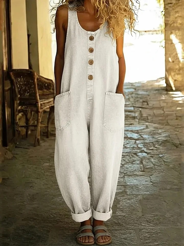 June - Vintage Soft Cotton Denim-Look Overall